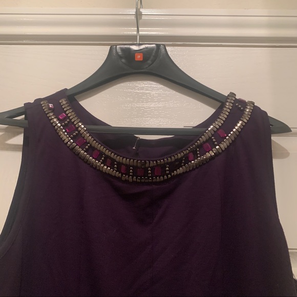 Purple Bejewled Flare Tail Dress - Picture 3 of 16